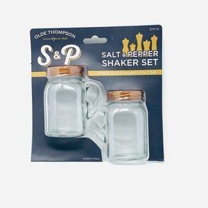 NWT Olde Thompson 3771-G Mason Jar Salt & Pepper Shaker Set